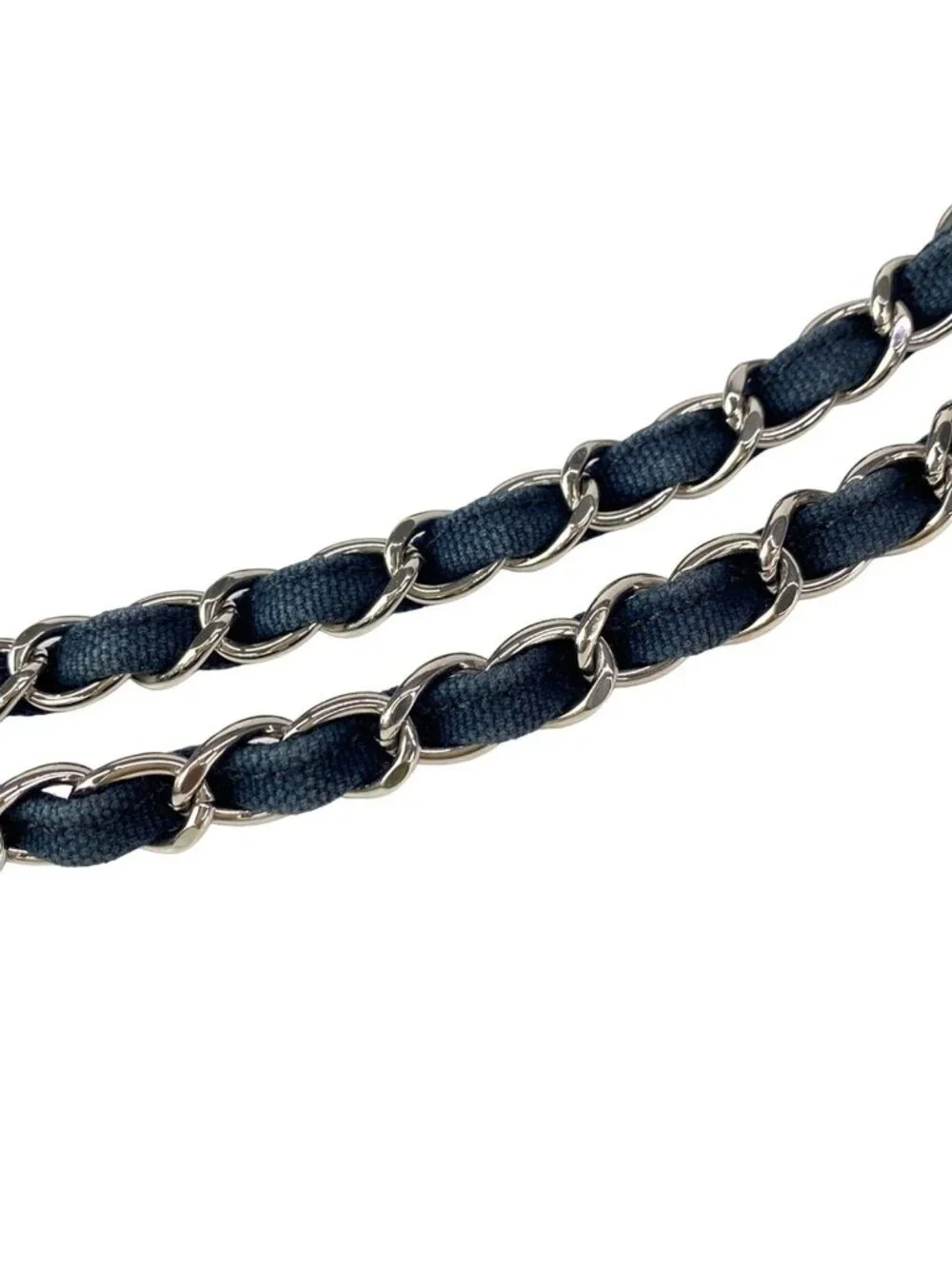 Chanel Shoulder Bag Quilted Cruise Line Dark Navy Chain Silver